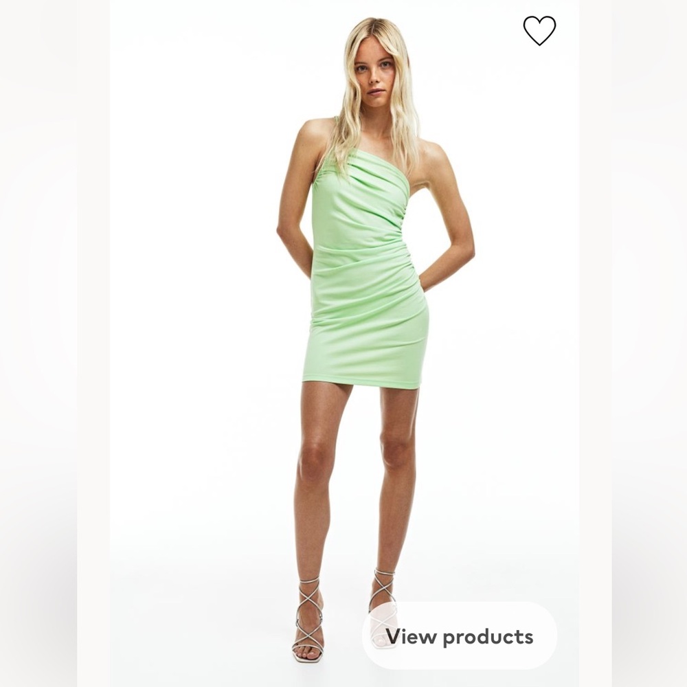 H&M One-Shoulder Light Green Dress